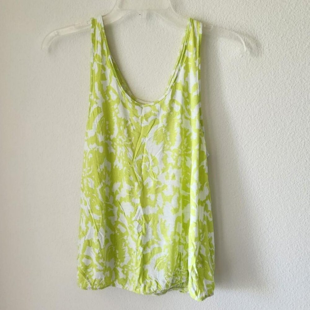 Vintage Decree green & white floral tank top women Sz M/L open back lightweight